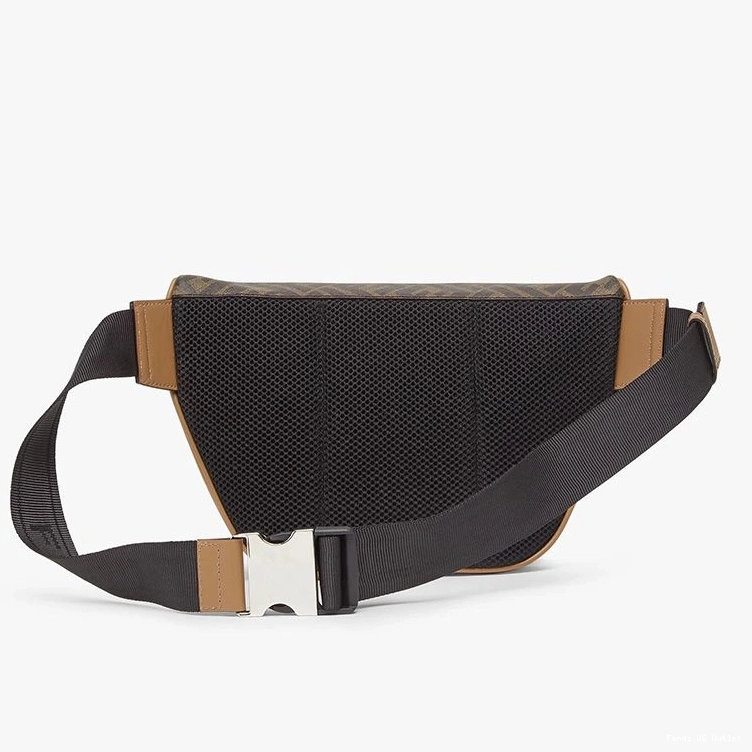 Vintage HOT Belt Fendi Bag FF Black Motif In Brown Fabric 0720